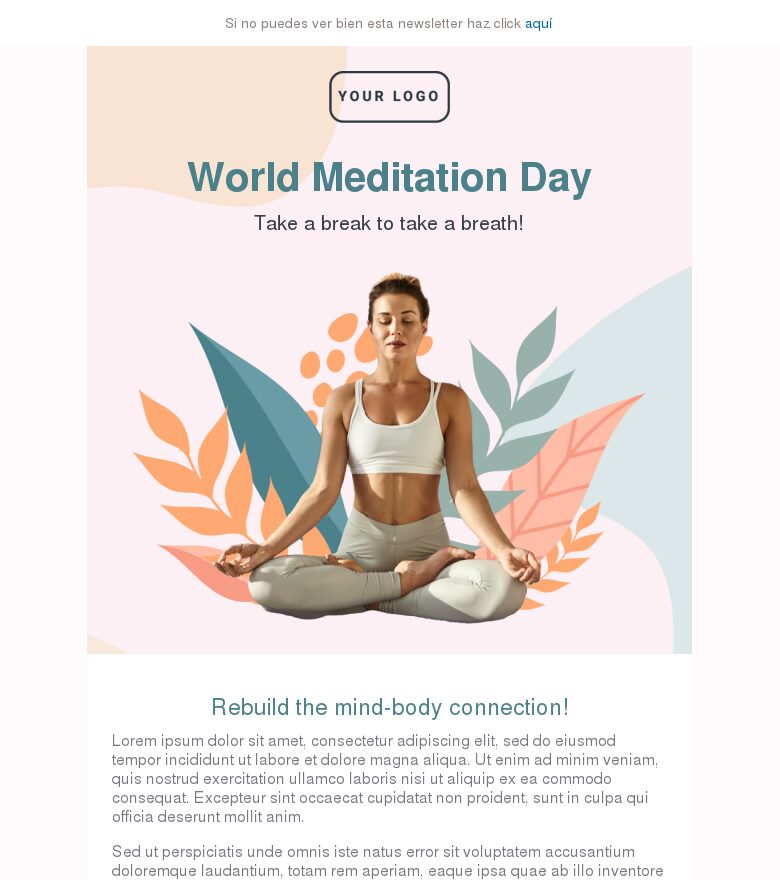 Template email marketing Día Mundial de la Meditación