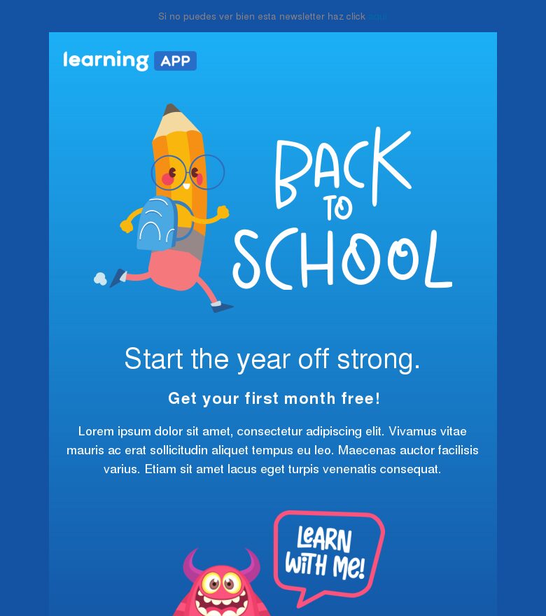 Template email marketing App de aprendizaje de vuelta al cole