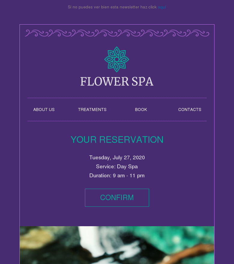Plantilla email marketing Day spa reservation