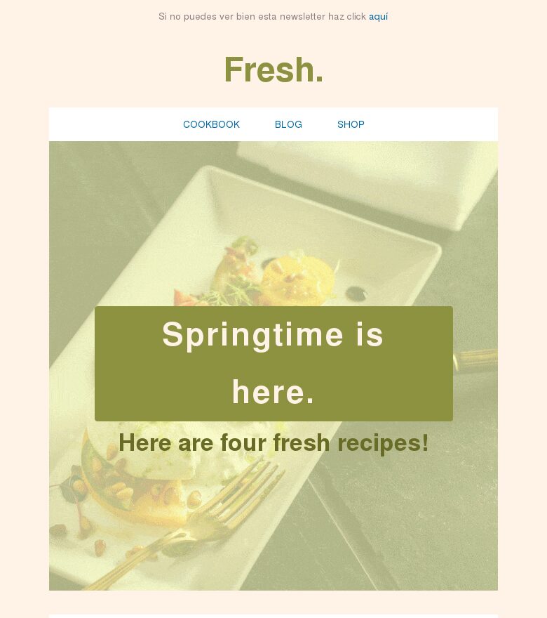Template email marketing Recetas de temporada de primavera