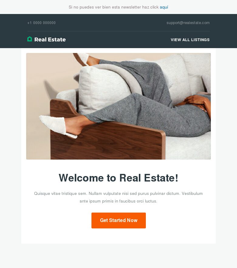 Template email marketing Bienvenida al sector inmobiliario