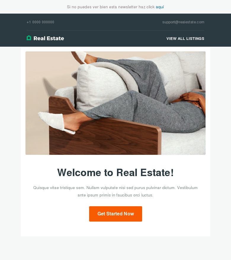 Plantilla email marketing Welcome to real estate