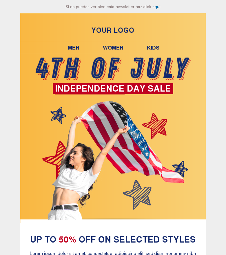 Plantilla email marketing Independence day sale