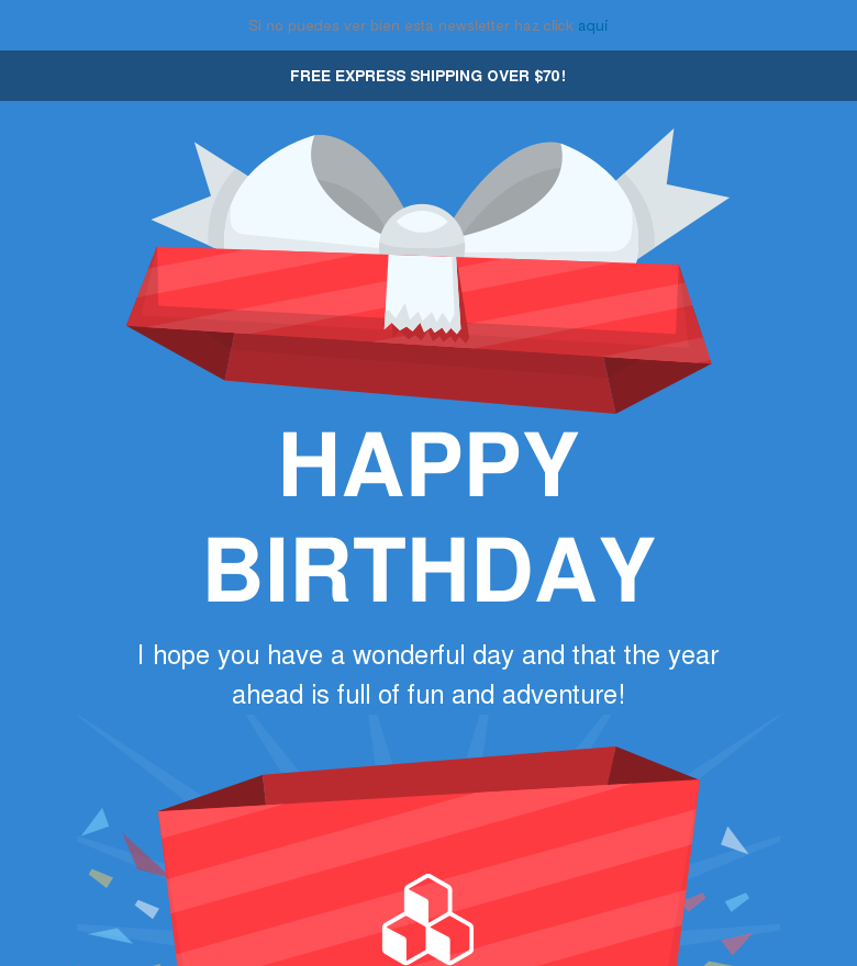 Plantilla email marketing Birthday mystery gift