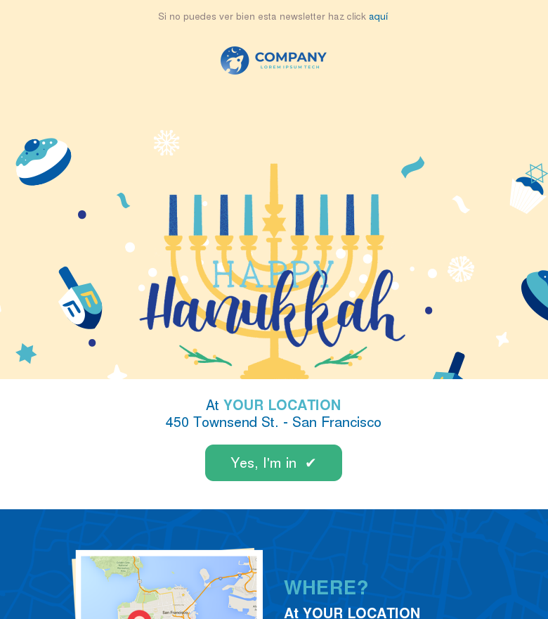 Plantilla email marketing Hanukkah event