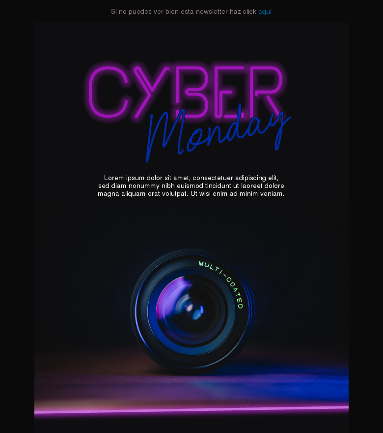 Plantilla email marketing Cyber monday discounts