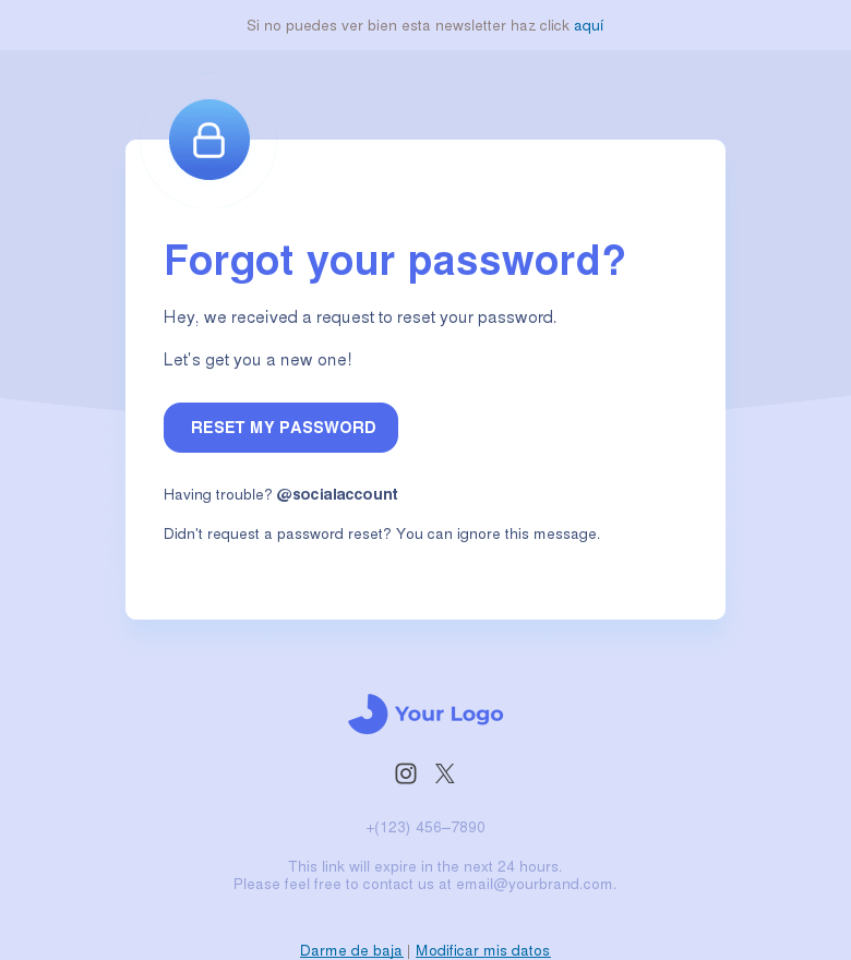 Plantilla email marketing Forgot password