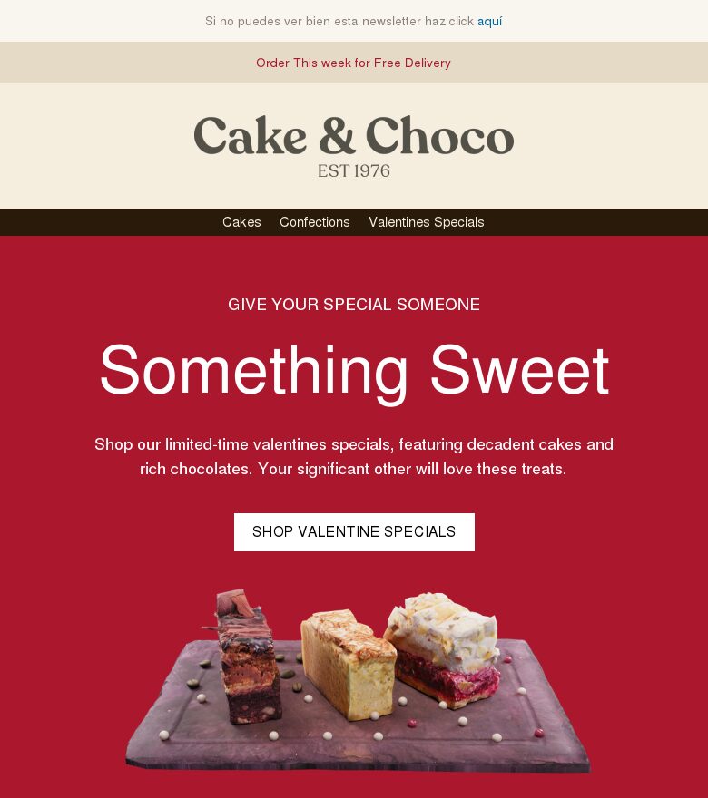 Template email marketing Dulces de San Valentín