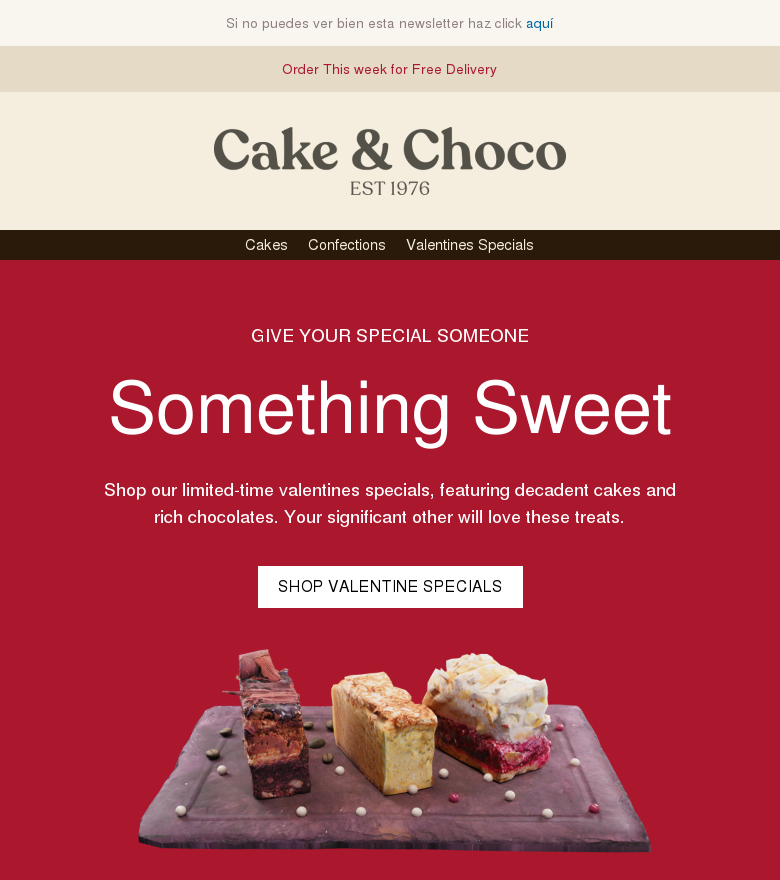 Plantilla email marketing Valentines day sweets