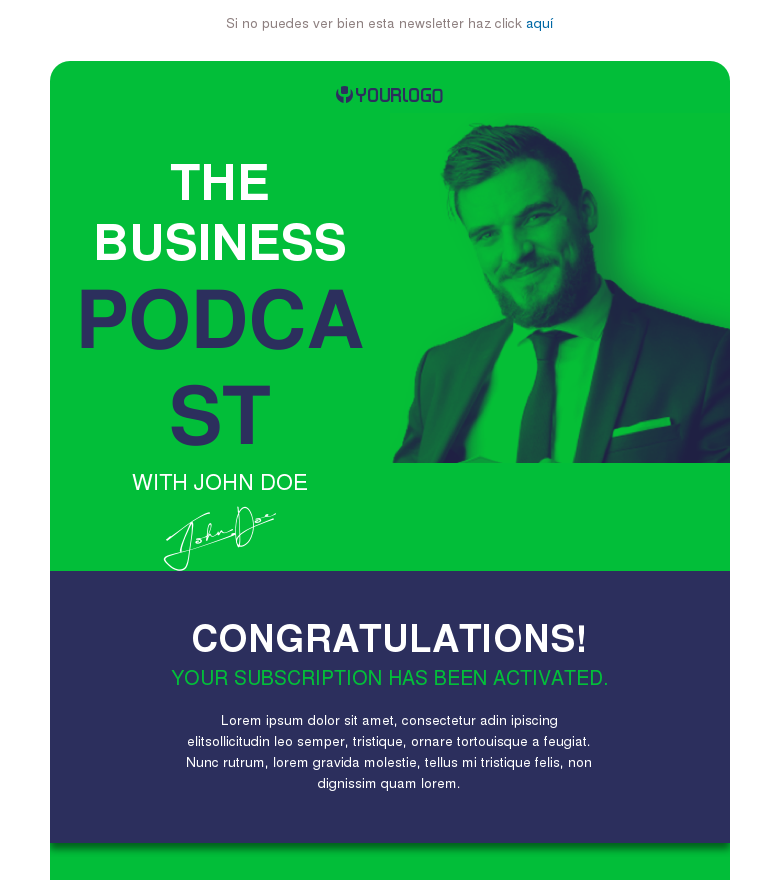 Plantilla email marketing Podcast suscription activation