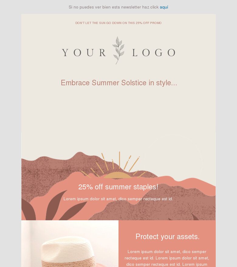 Template email marketing Que no se ponga el sol sobre los ahorros