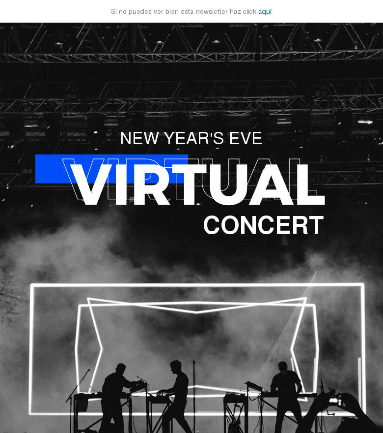 Plantilla email marketing New years eve virtual concert