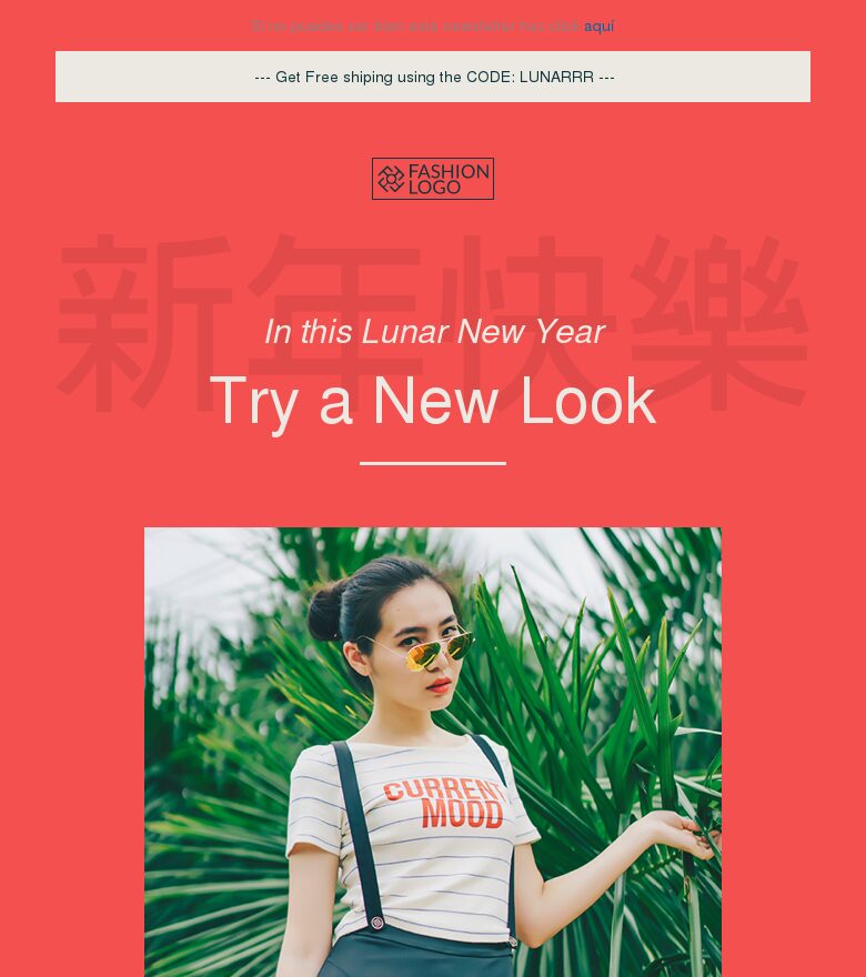 Template email marketing Moda del Año Nuevo Chino