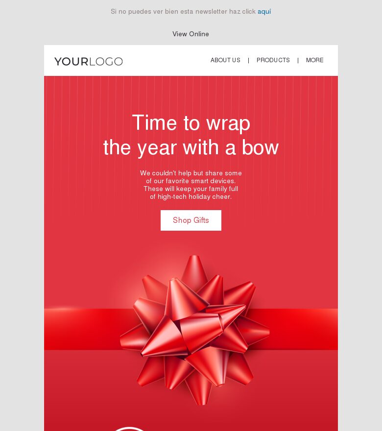 Template email marketing Cierra el año con un lazo
