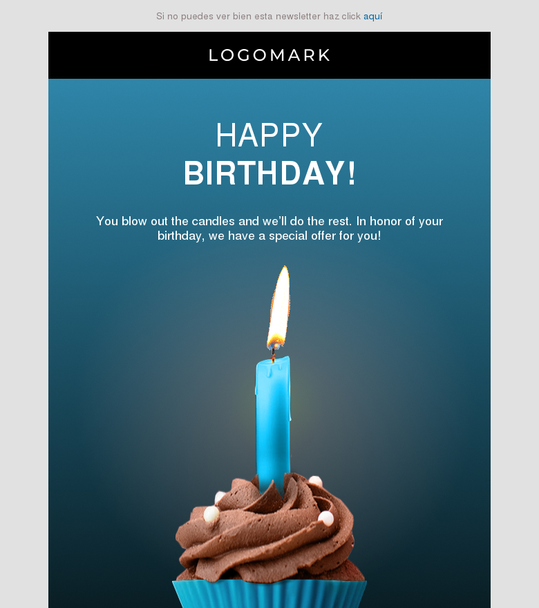 Plantilla email marketing Birthday candle