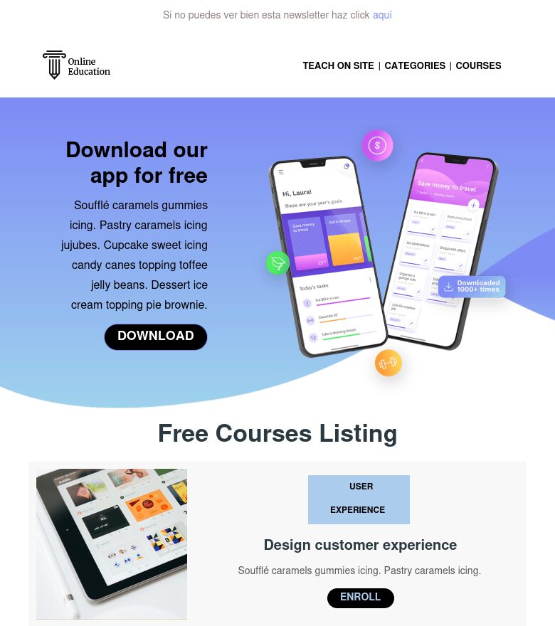 Template email marketing Serie de bienvenida 1