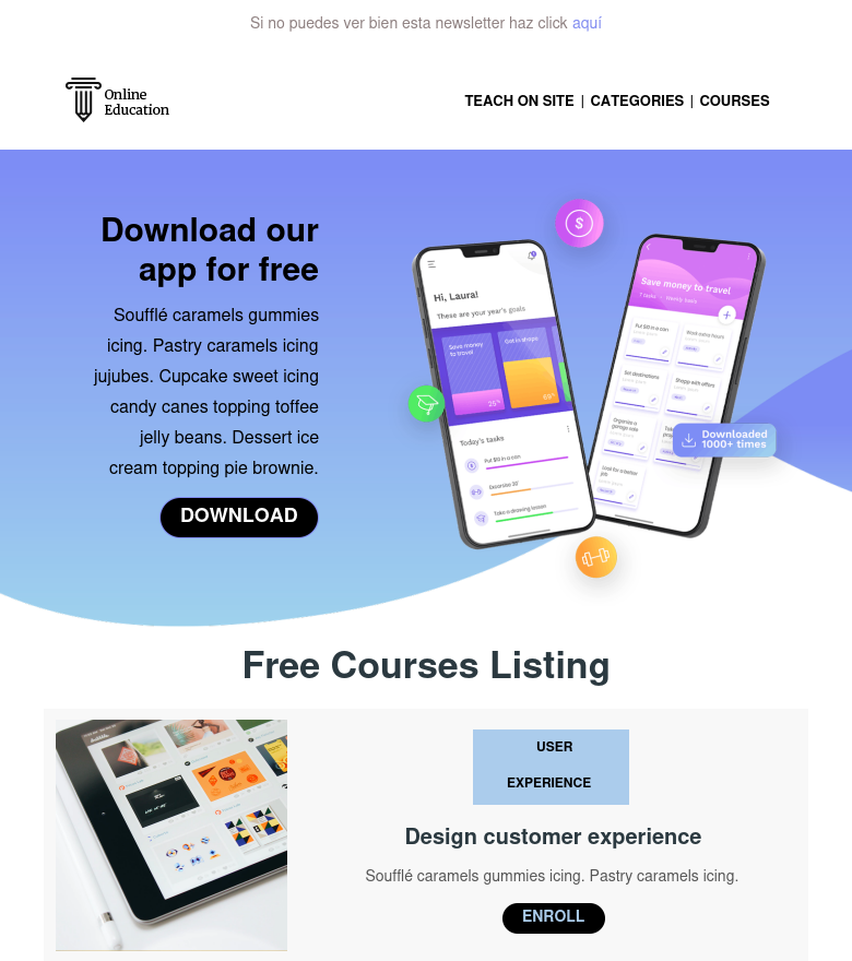 Template email marketing Serie de bienvenida 1