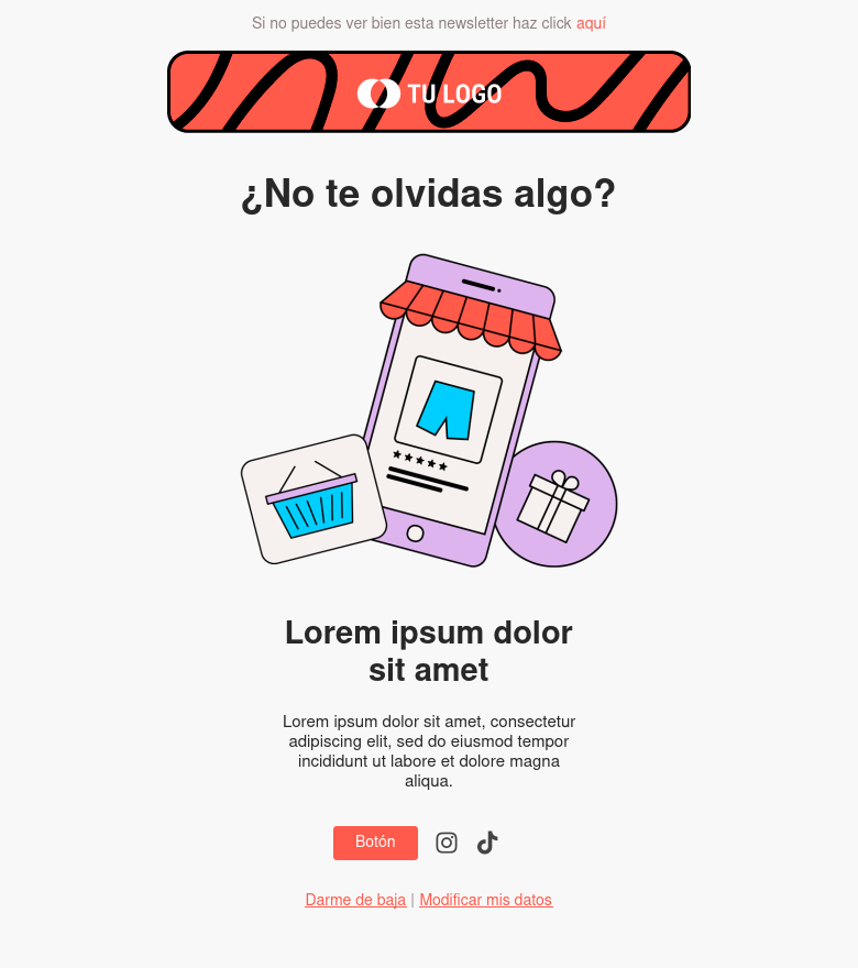Template email marketing Carrito abandonado — recordatorio