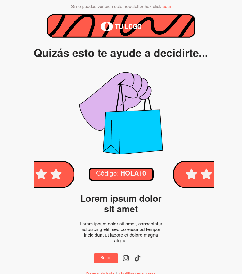 Email marketing template Carrito abandonado — incentivo