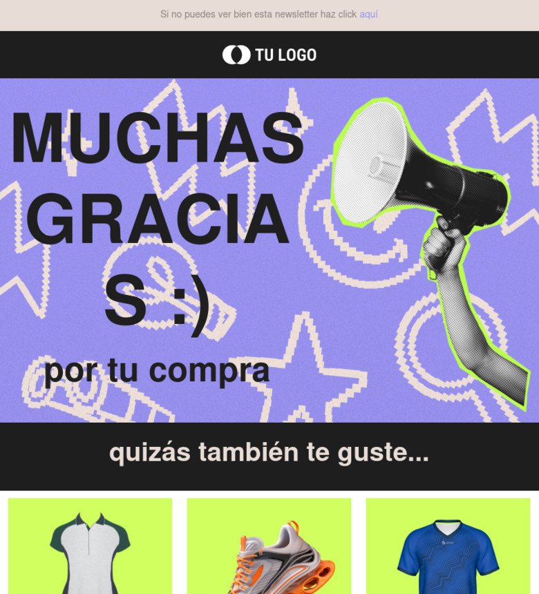 Template email marketing Agradecimiento post-compra