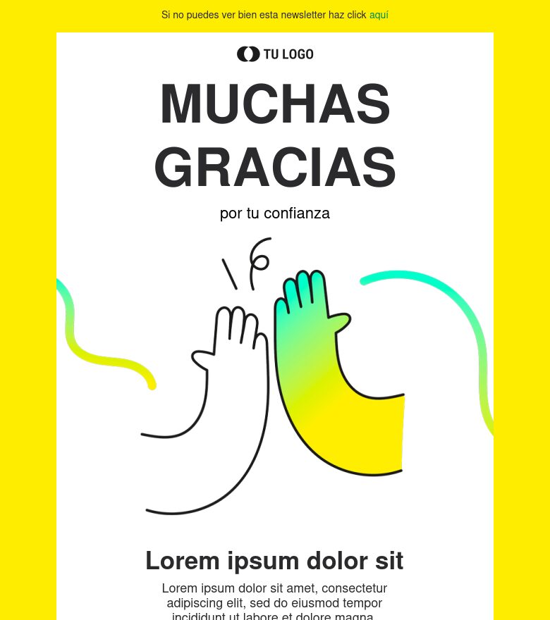 Template email marketing Gracias por tu confianza