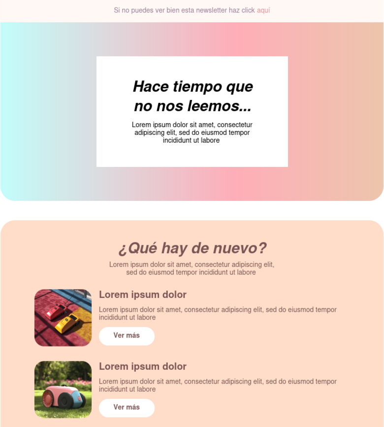 Plantilla email marketing Te echamos de menos