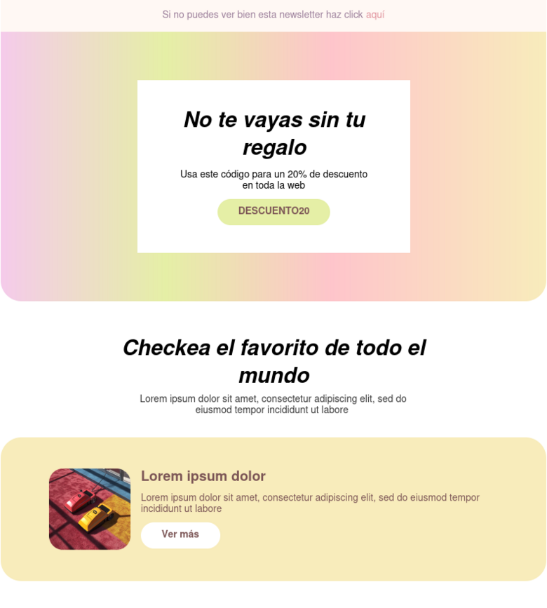 Template email marketing Reactivación con incentivo