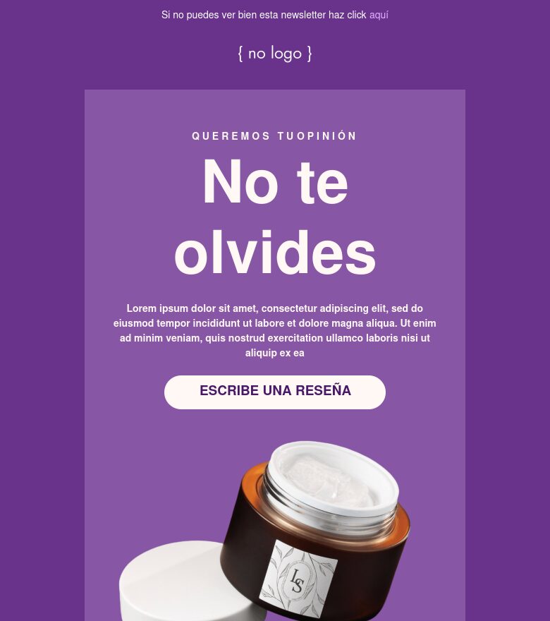 Template email marketing Recordatorio de reseña