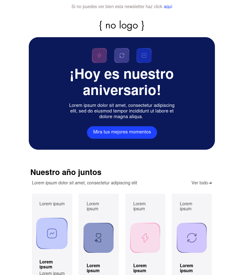 Template email marketing Aniversario de cliente