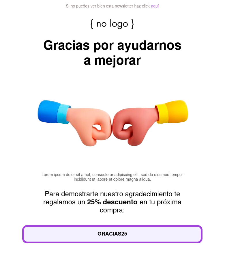 Template email marketing Incentivo por responder la encuesta