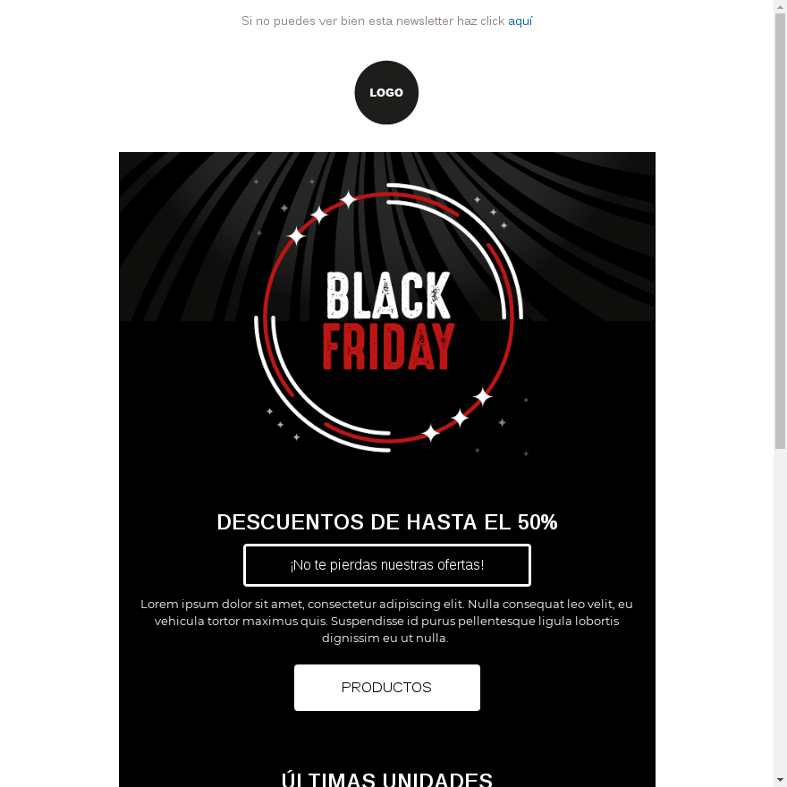 Plantilla de email marketing para el Black Friday