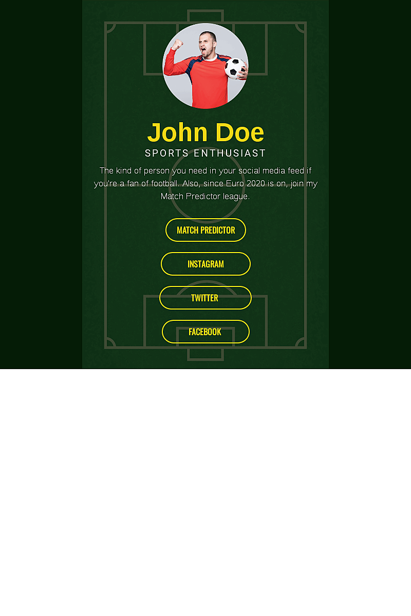 Vorlage Instagram link in bio page for a sports enthusiast