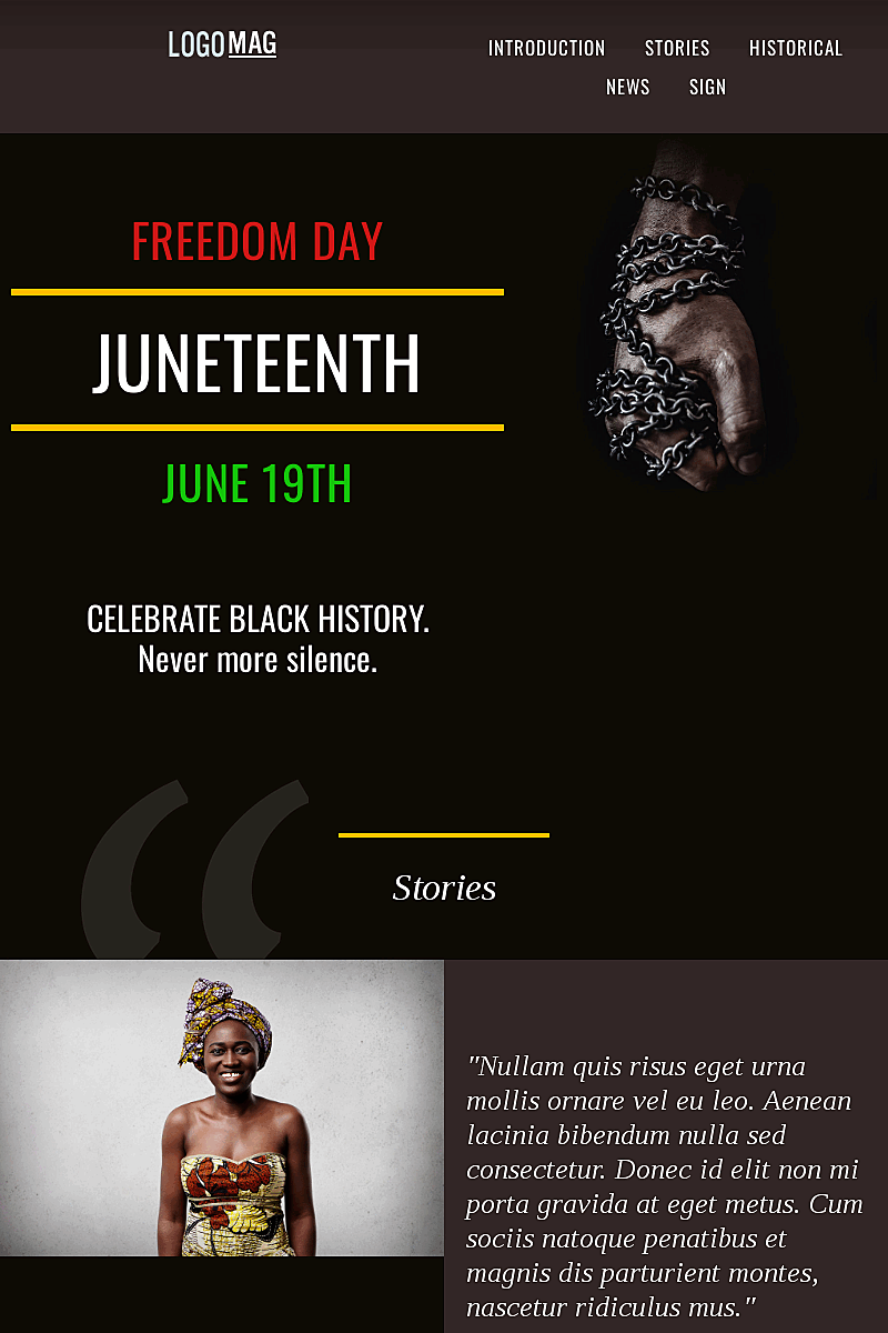 Landingpage Vorlage Freedom day juneteenth