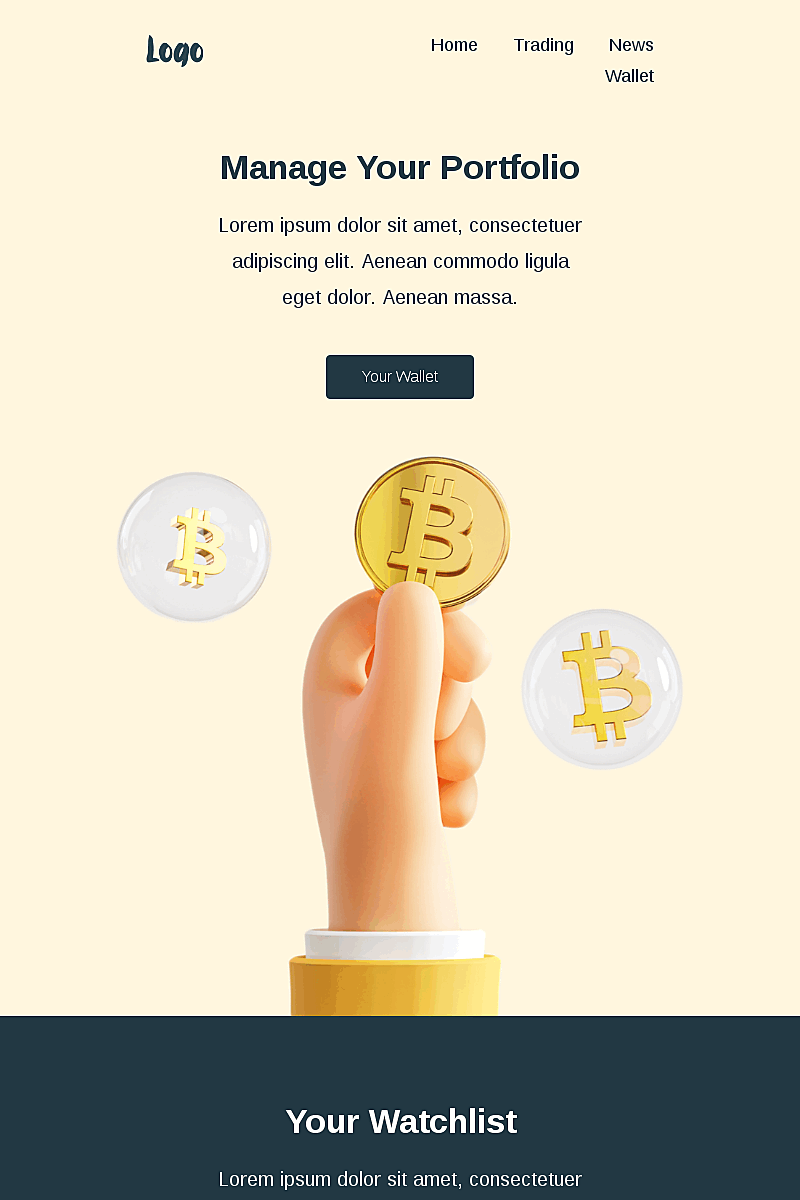 Template di landing page Your monthly crypto currency