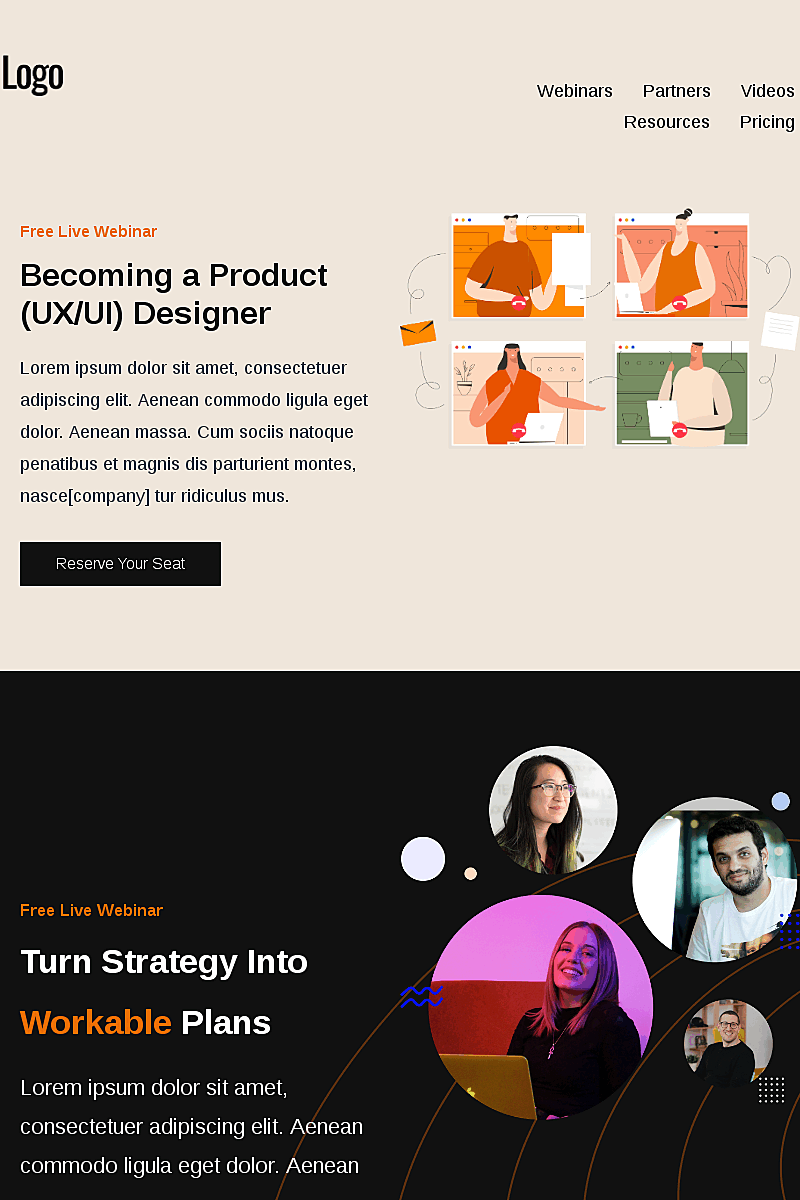 Template di landing page This months webinar