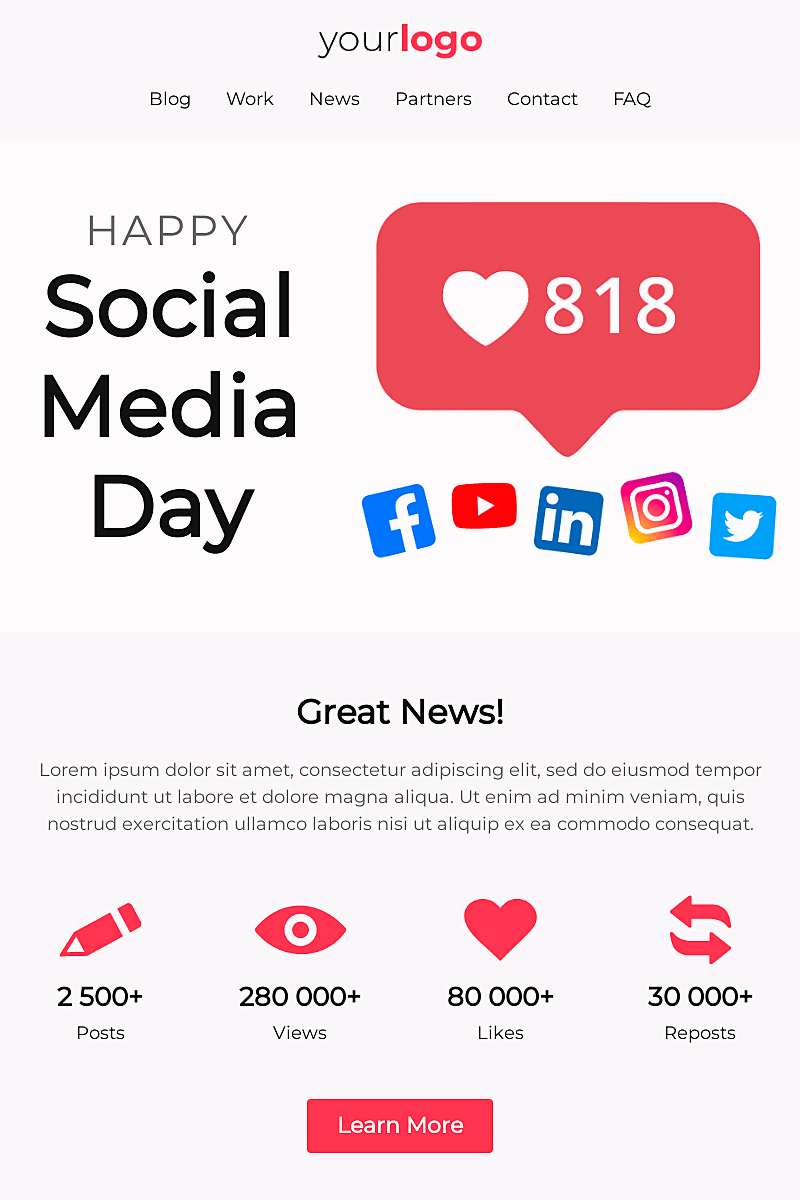 Template di landing page Social media day animations