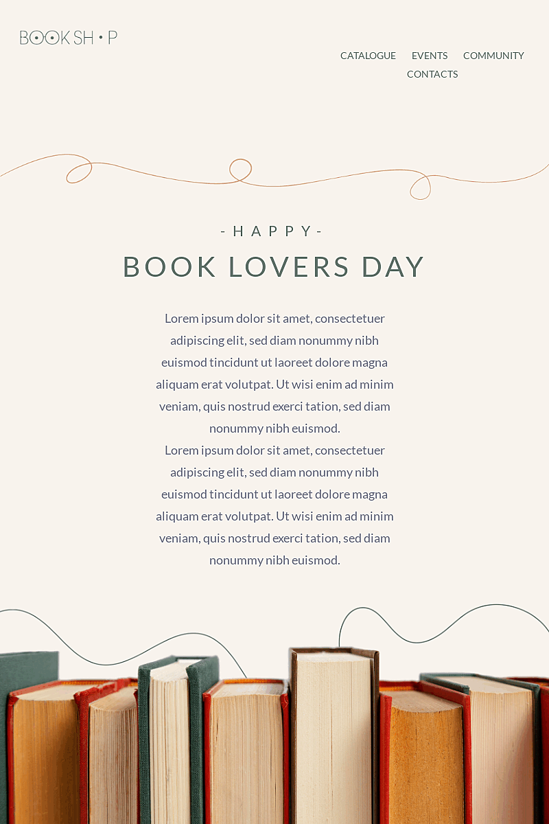 Landing page template Book lovers day page