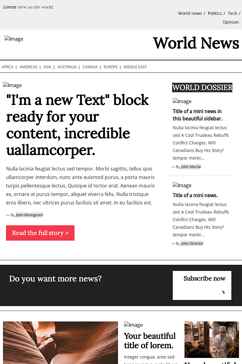 Plantilla landing page Bee news