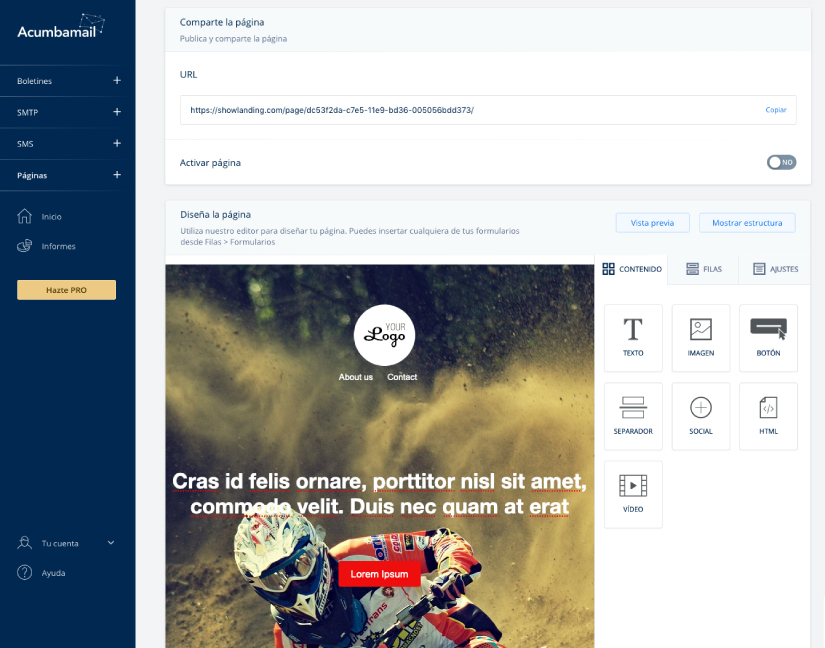 Landing pages