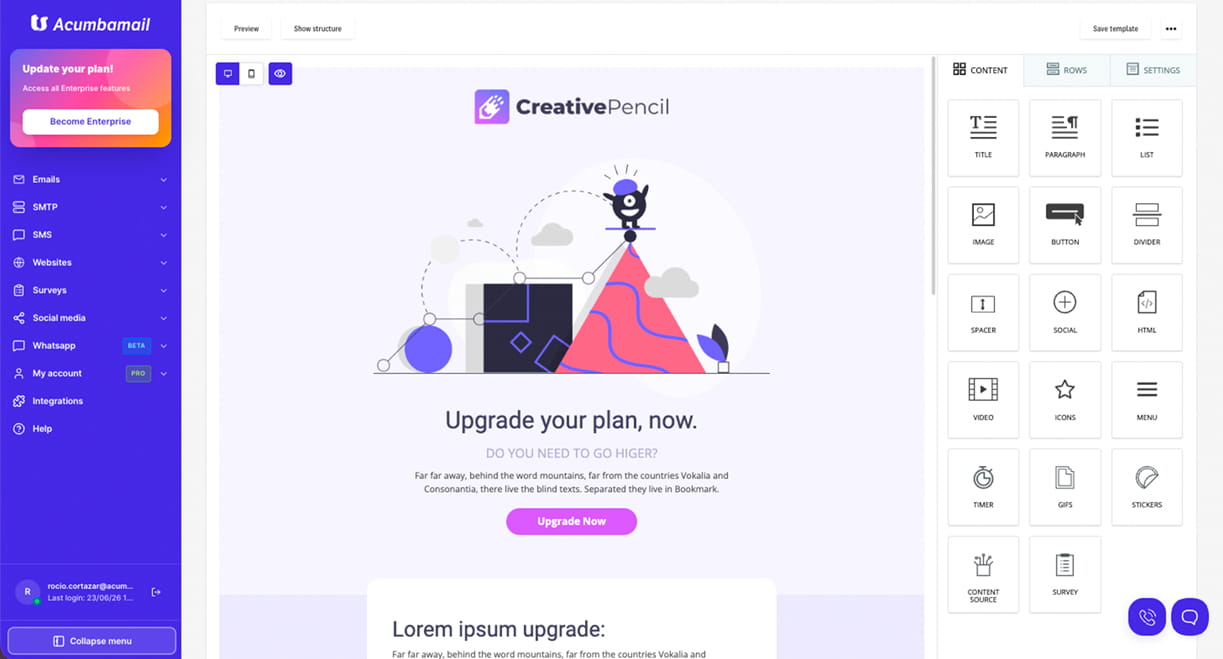 Email-marketing tool in Spanish and English
