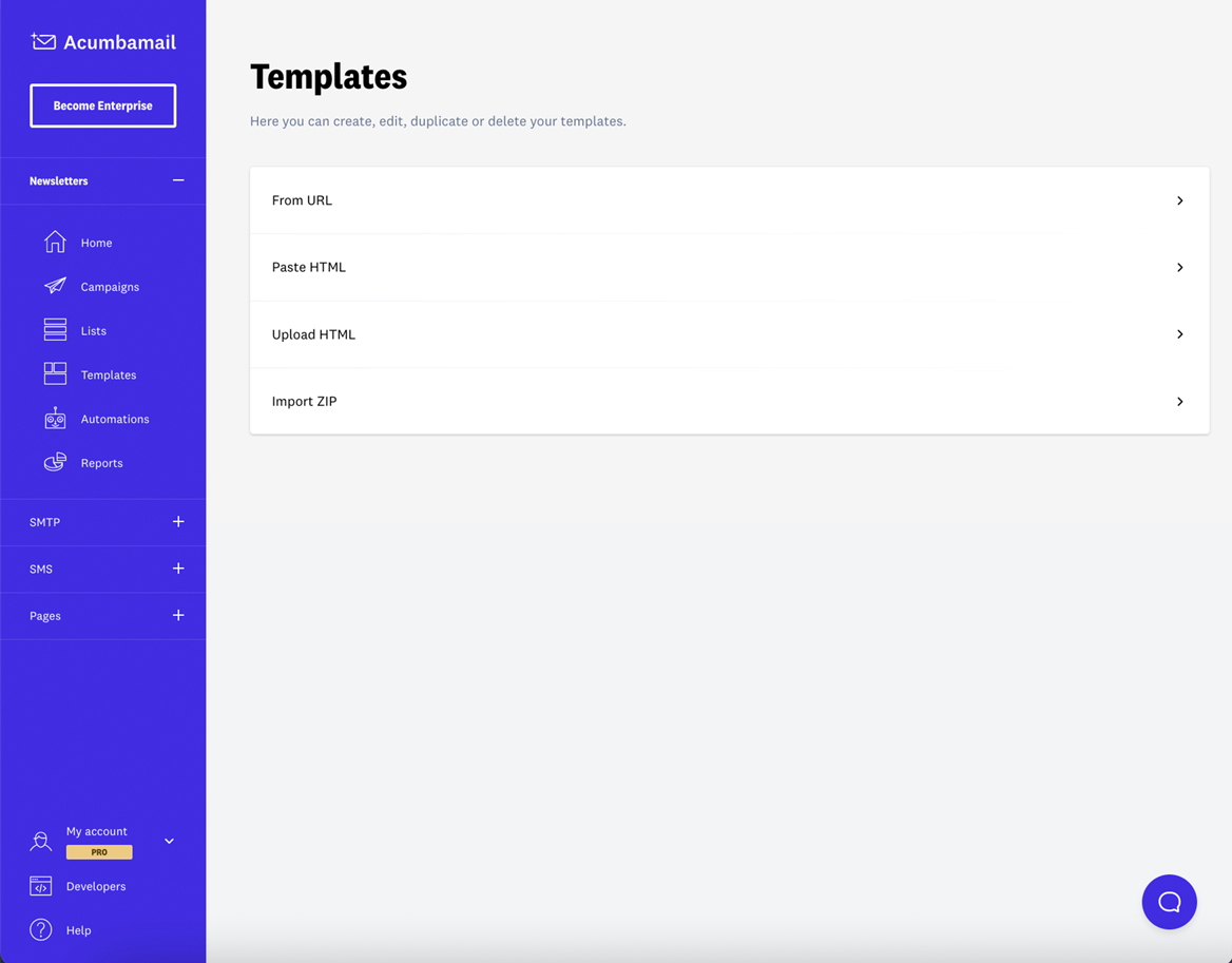 Import your template