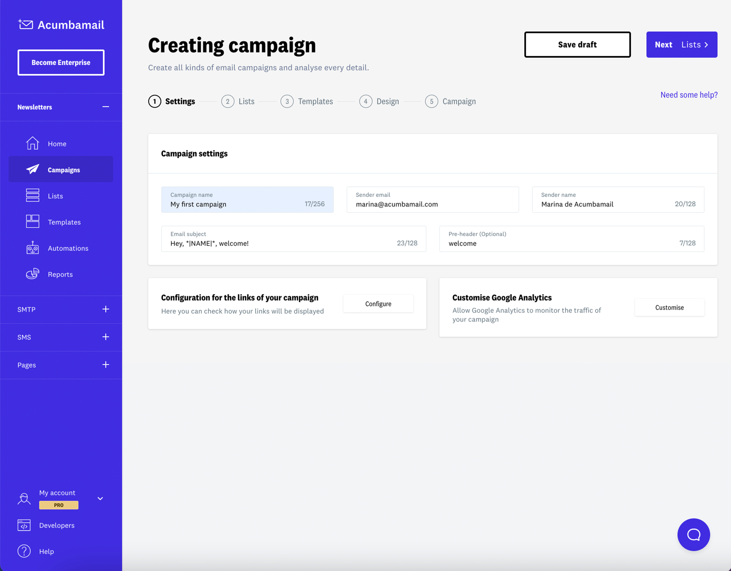 Create your email campaign