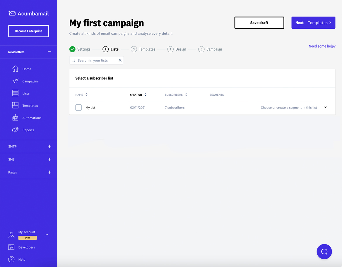 Select your subscribers