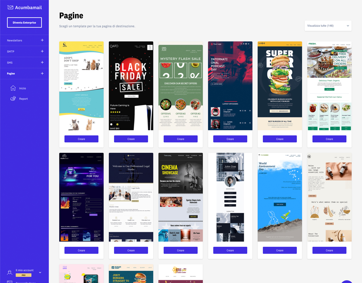 Seleziona il tuo template