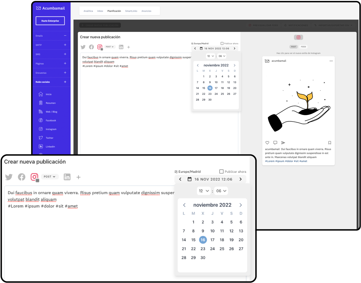 Programa la fecha y hora de publicación